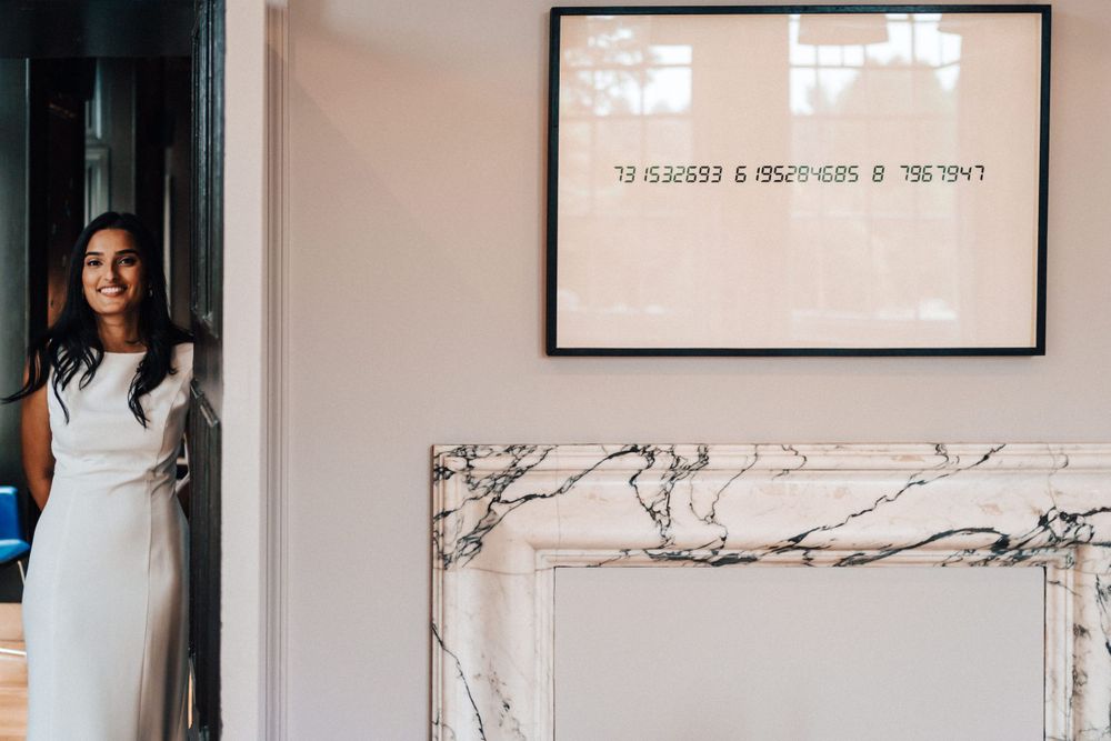 Artistic photograph of bride waiting for the guest to arrive at her wedding