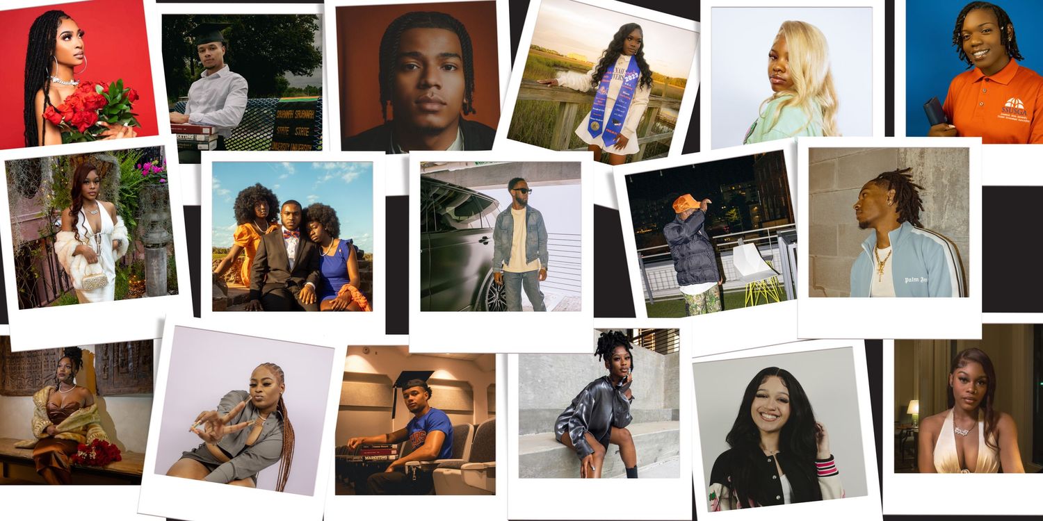 Collage of diverse lifestyle and portrait photographs arranged in a grid pattern.