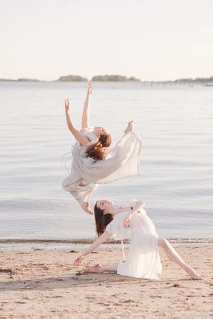 Dancers on the Connecticut beach.