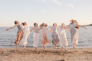 Dancers on the Connecticut beach.