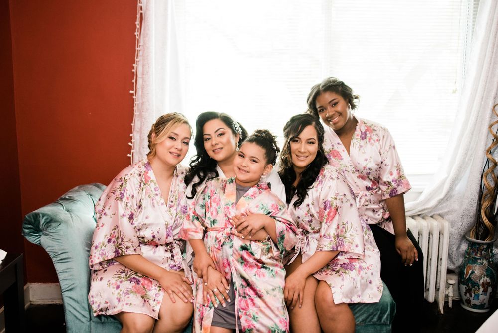 bridal party in robes