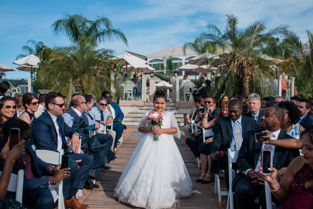 junior bride walking down the aisle