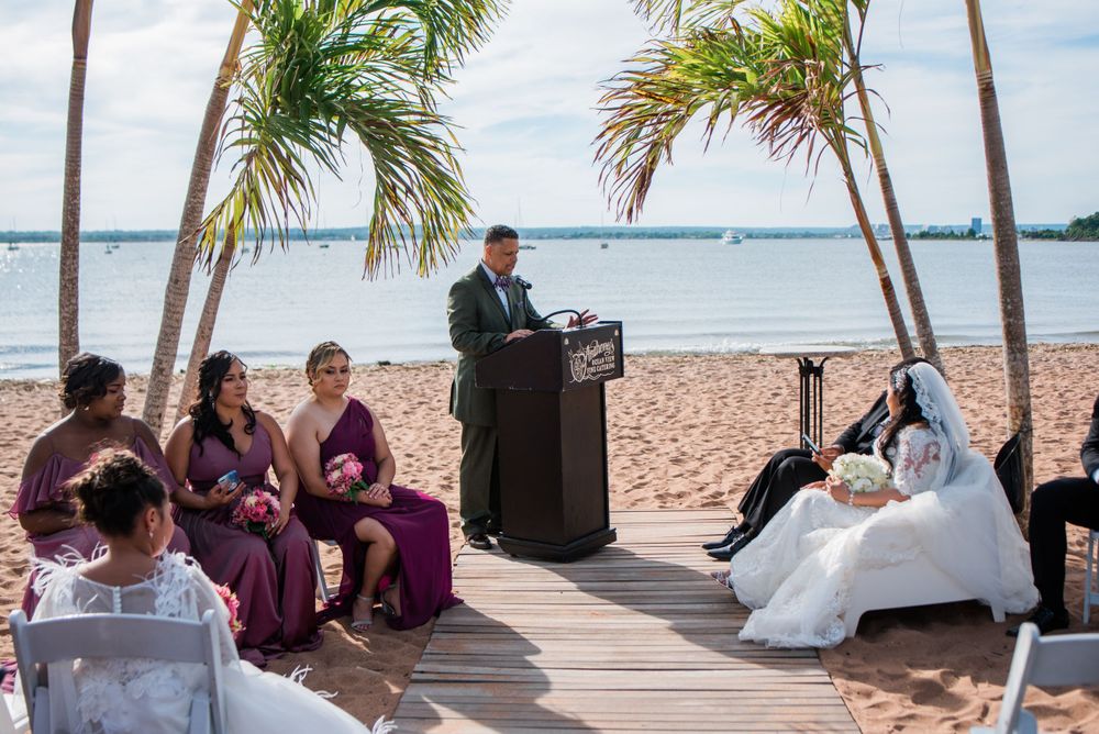 bride and groom at the alter