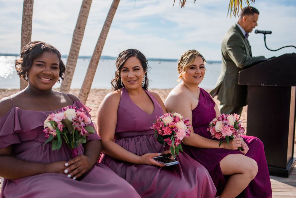 bridesmaids at the alter