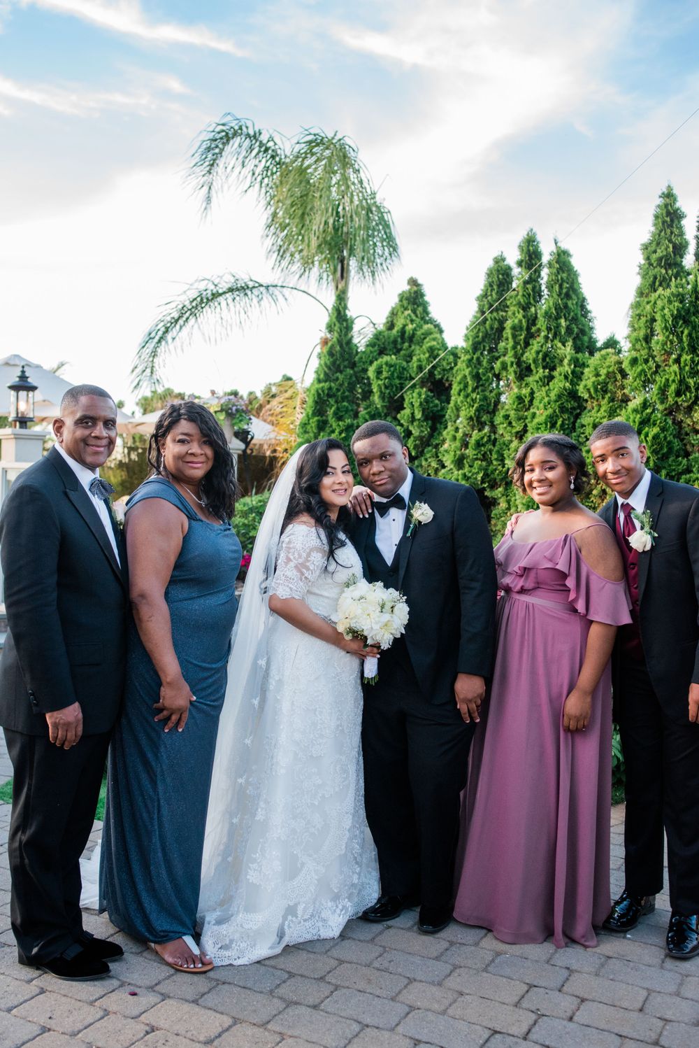 bride and groom family portrait