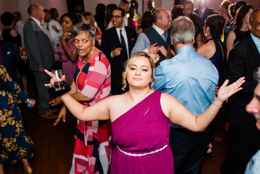 bridesmaid dancing at reception
