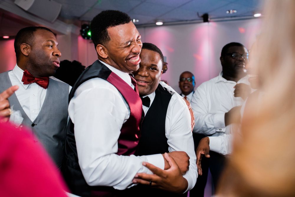 wedding guest dancing at reception