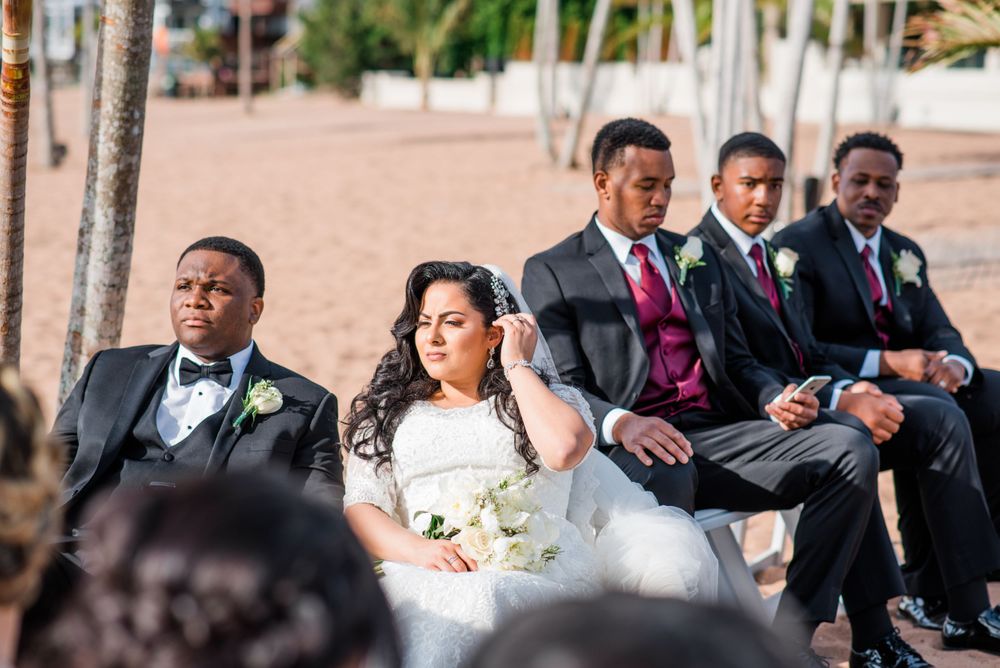 bride and groom at the alter
