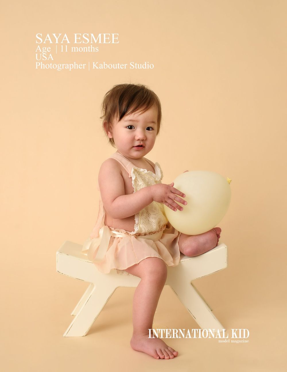 Minimalist baby  first birthday  studio beige photoshoot in Annapolis