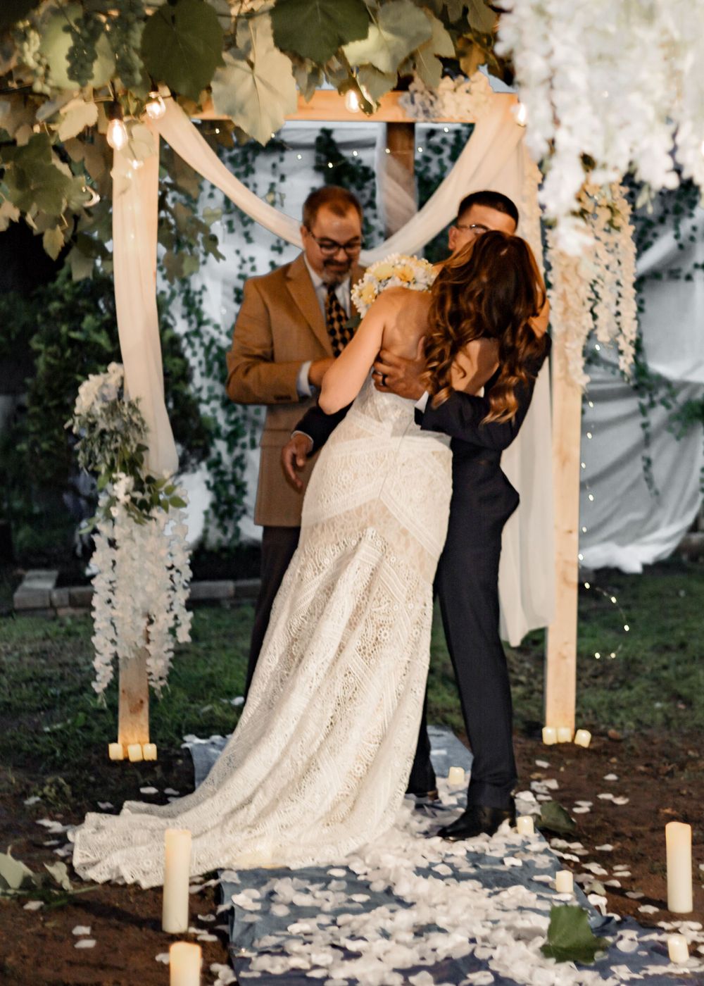 dipping bride on the first kiss