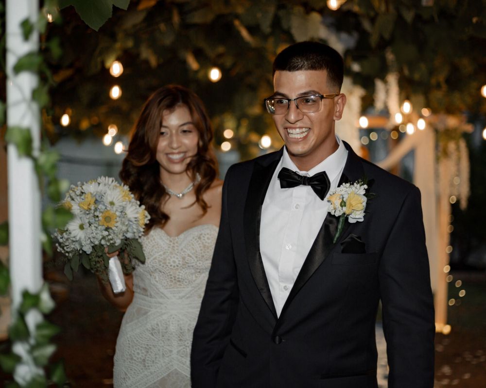 bride and groom's walking out as newly weds
