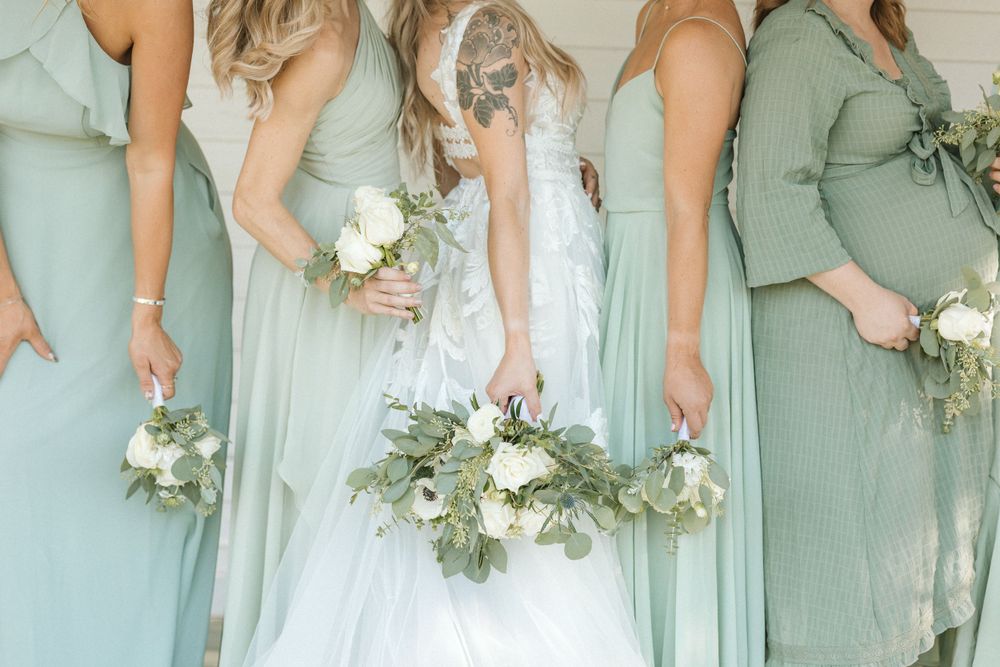 Fort Collins Wedding Venue, farmhouse event venues, sage green bridesmaid dresses,