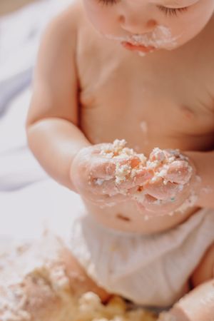 Family photographer Michigan 1st birthday photoshoot cake smash