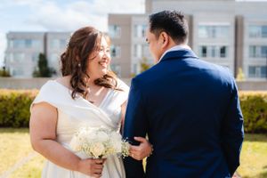 Groom and Bride looking at each other