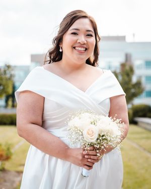 Beautiful Bride looking straight at the camera and smiling