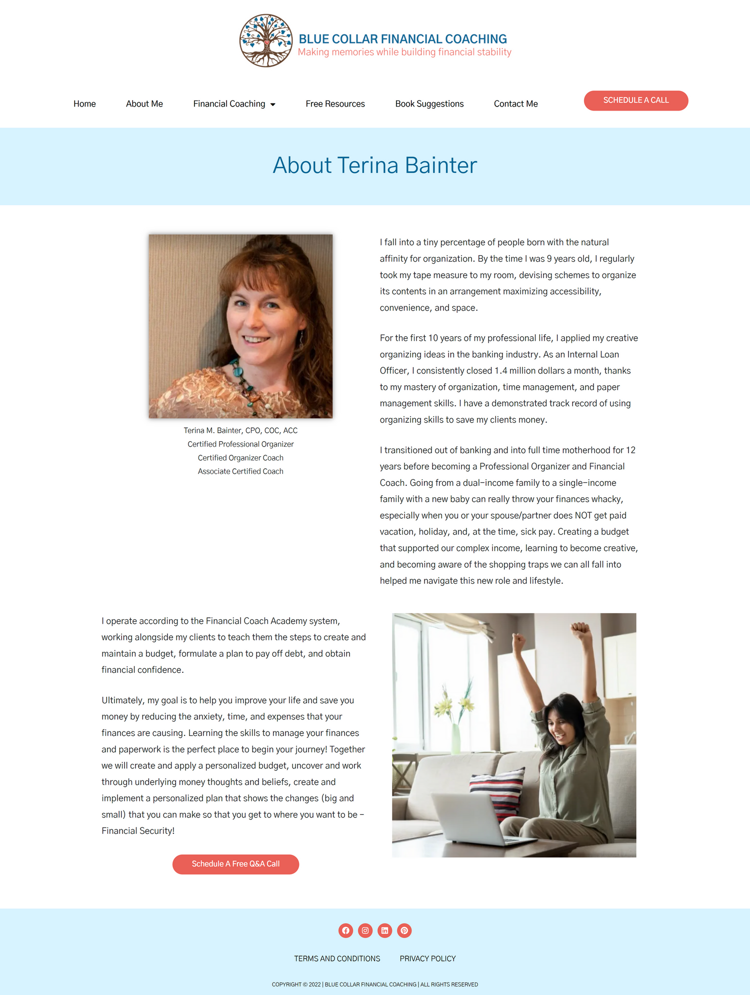 About Terina page before new photos from personal branding photography for Blue Collar Financial Planning in Puyallup WA