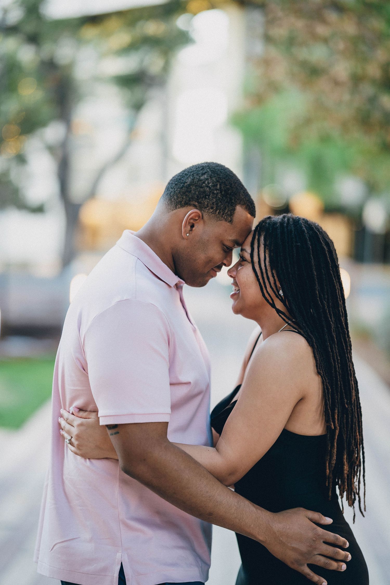 An intimate moment between a couple sharing a romantic embrace.