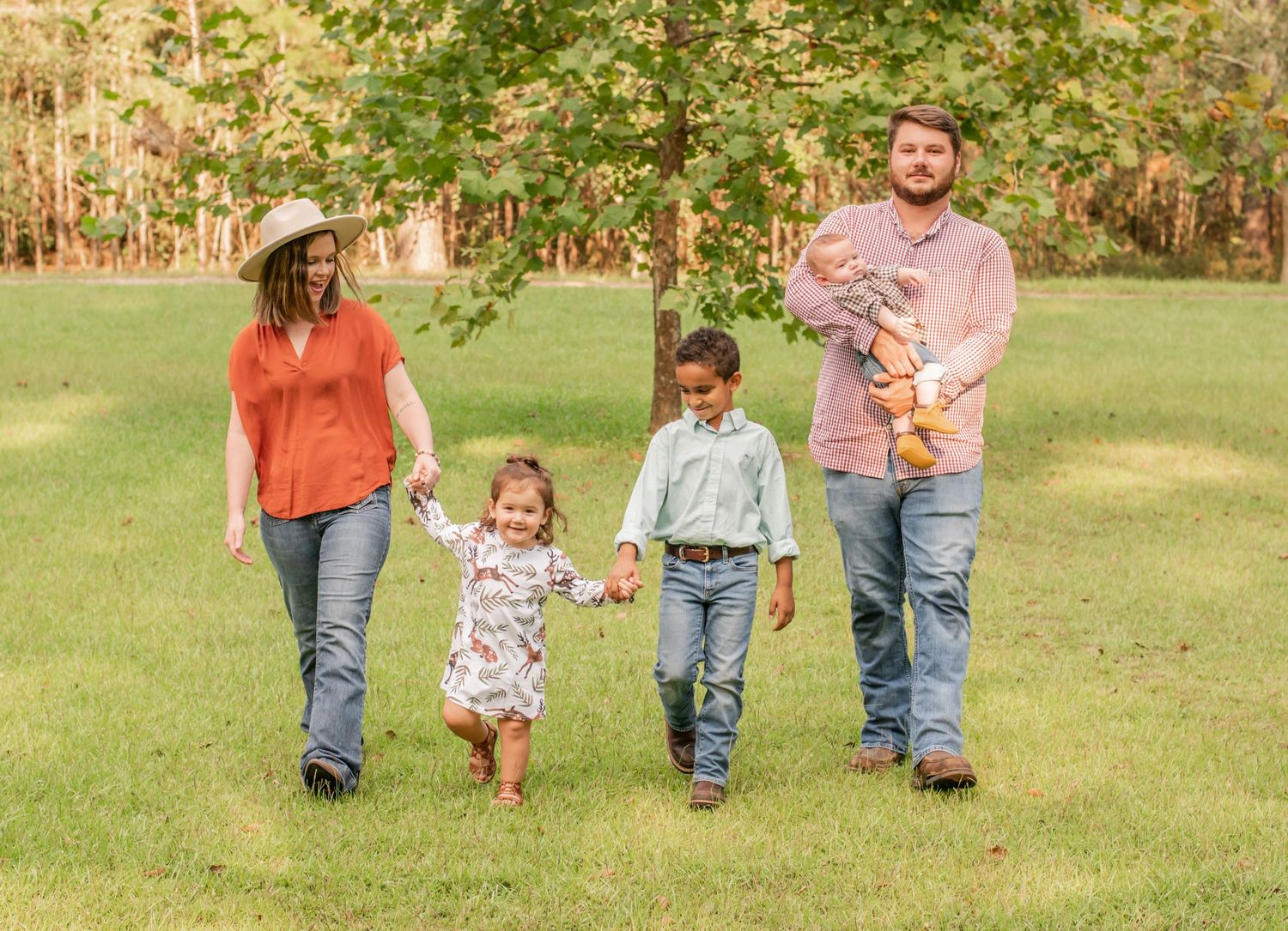 family portraits during the fall in cairo,ga , candid walking