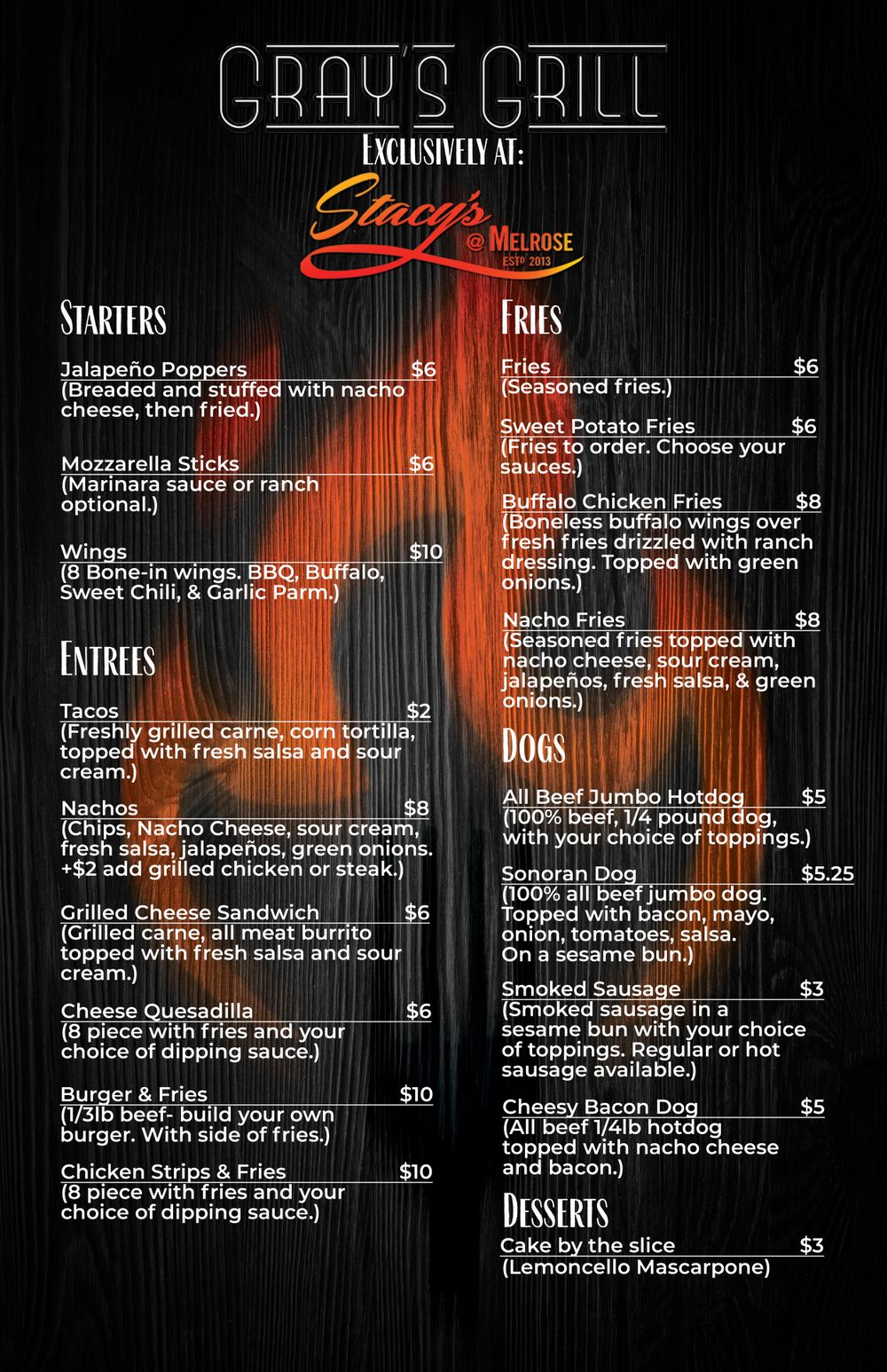 Food menu with prices, example sample poster and graphic design, showcasing a vibrant style from Phoenix, AZ, by Big Click Energy.