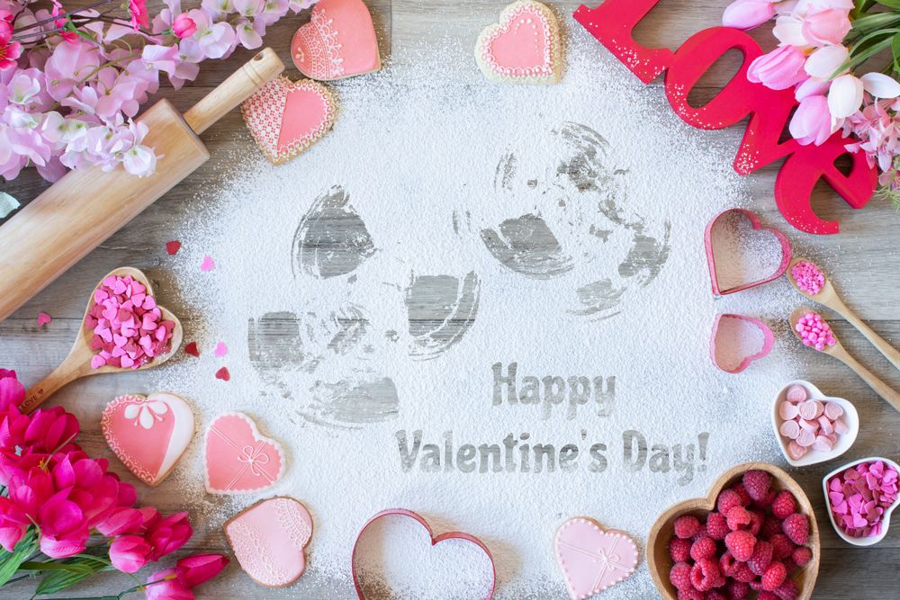 Valentine's Day digital backdrop, flour angels, baking
