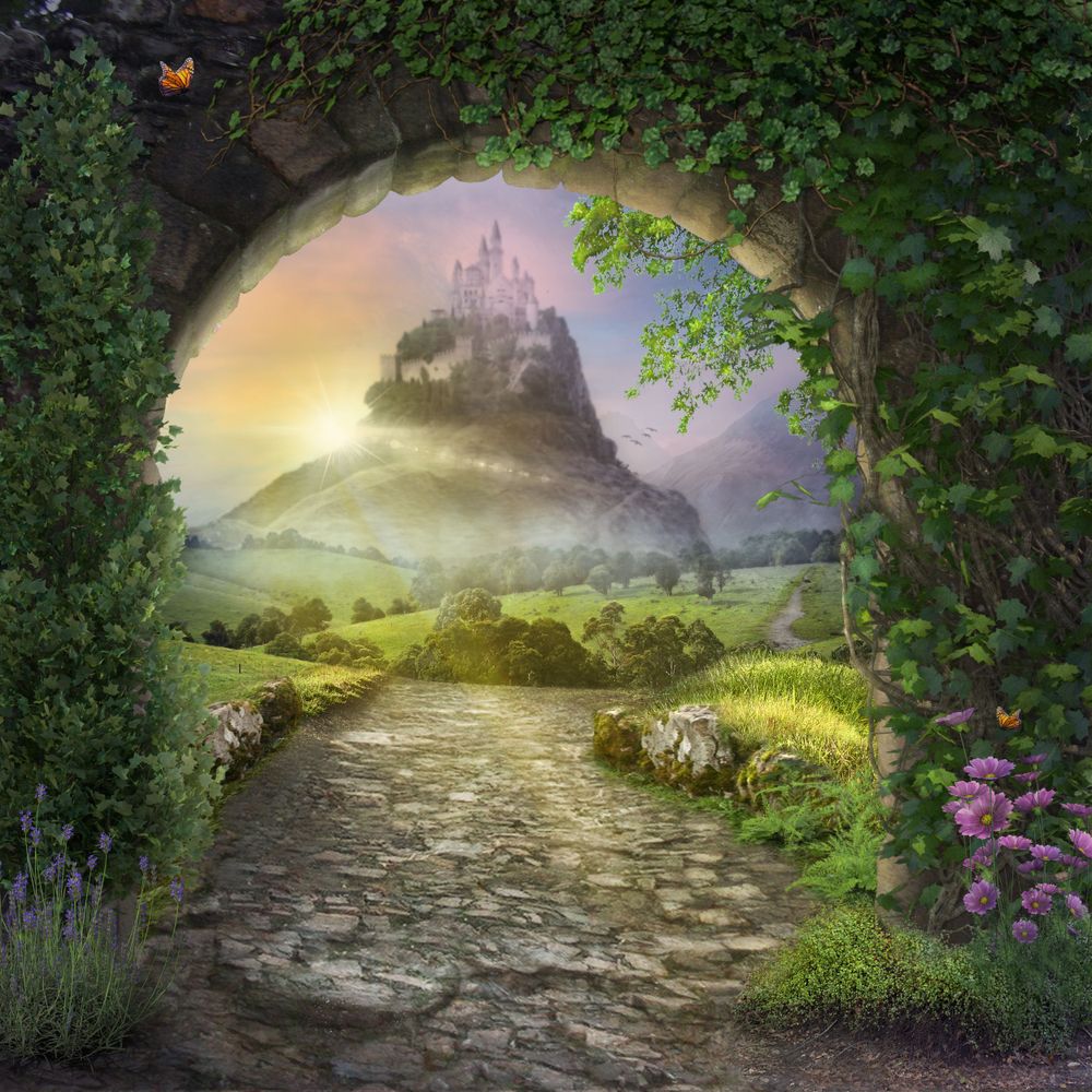 Digital backdrop of a magical land.