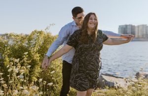 Summer engagement session along Dartmouth Waterfront, across from Halifax Waterfront, Dartmouth Nova Scotia