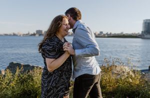 Summer engagement session along Dartmouth Waterfront, across from Halifax Waterfront, Dartmouth Nova Scotia