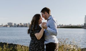 Summer engagement session along Dartmouth Waterfront, across from Halifax Waterfront, Dartmouth Nova Scotia