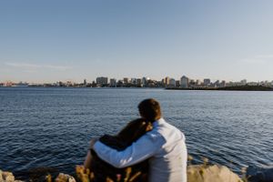 Summer engagement session along Dartmouth Waterfront, across from Halifax Waterfront, Dartmouth Nova Scotia