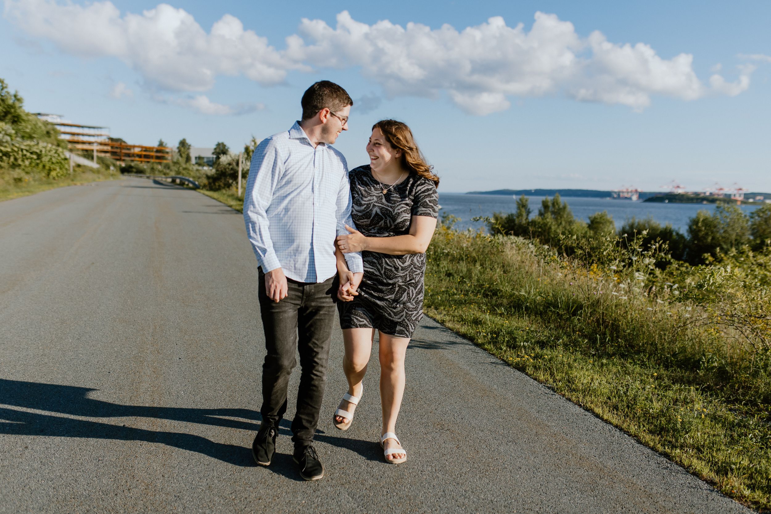 Summer engagement session along Dartmouth Waterfront, across from Halifax Waterfront, Dartmouth Nova Scotia