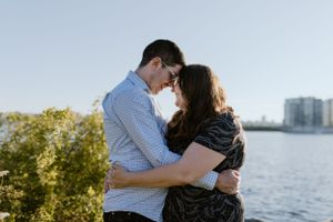 Summer engagement session along Dartmouth Waterfront, across from Halifax Waterfront, Dartmouth Nova Scotia