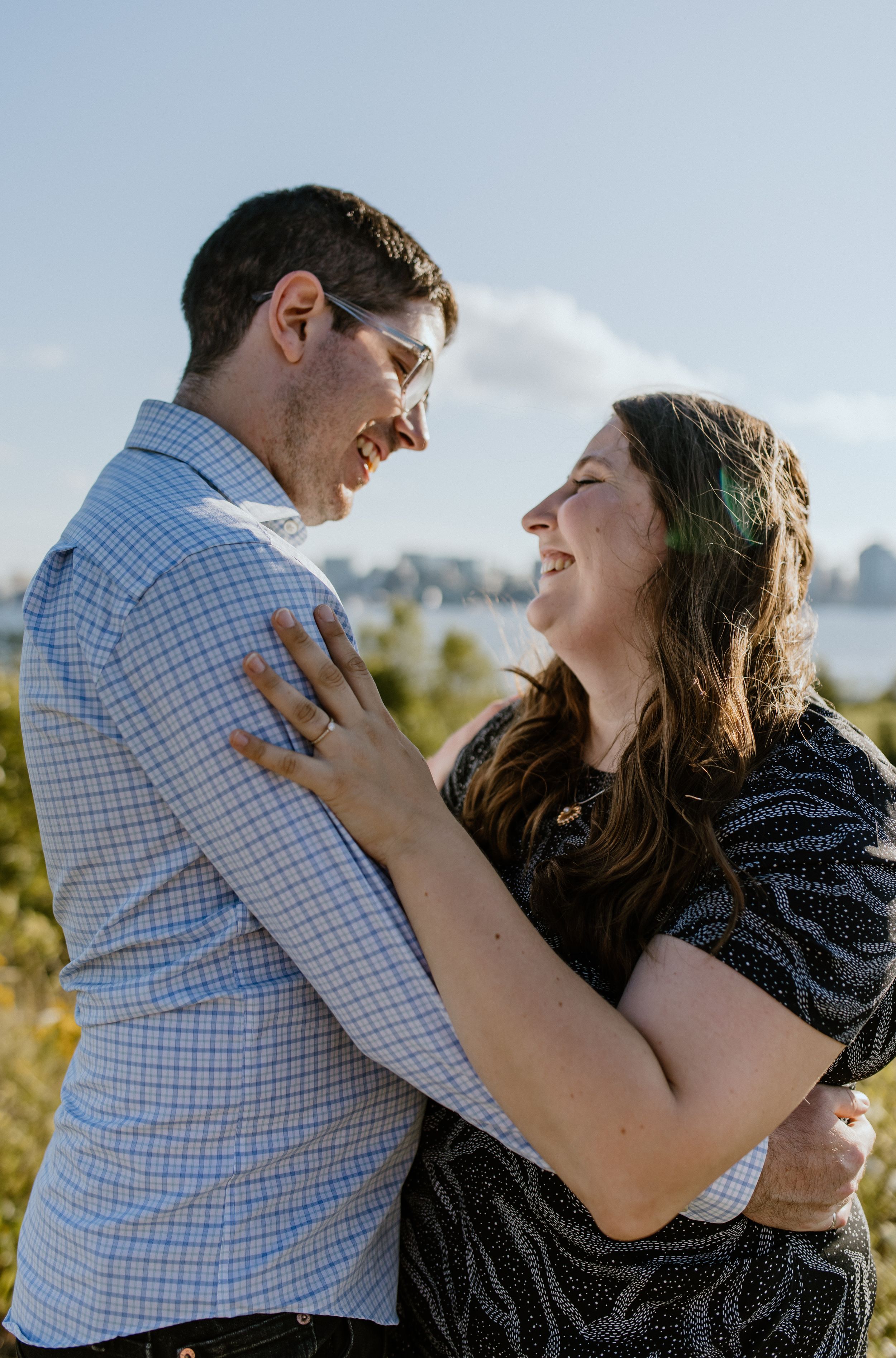 Summer engagement session along Dartmouth Waterfront, across from Halifax Waterfront, Dartmouth Nova Scotia