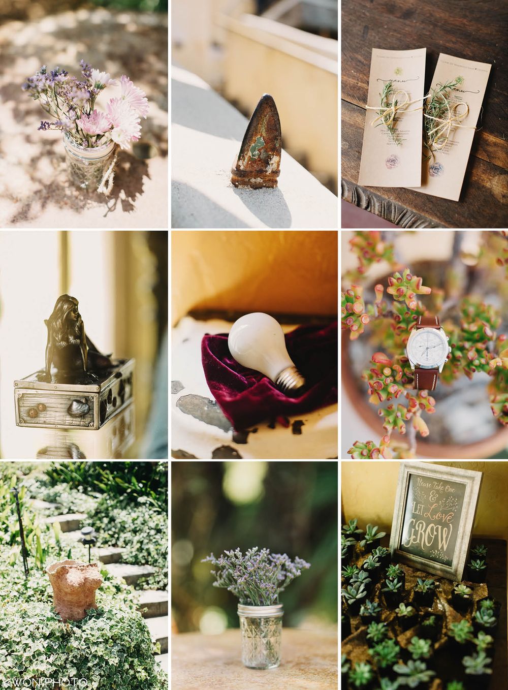 Rustic floral decor and venue setup. Mountain Mermaid Topanga wedding by KWON PHOTO