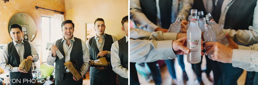 Groom adjusting tie getting ready. Mountain Mermaid Topanga wedding by KWON PHOTO