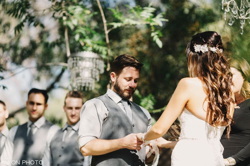 Outdoor garden wedding ceremony vows. Mountain Mermaid Topanga wedding by KWON PHOTO
