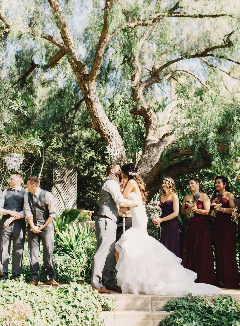 Outdoor garden wedding ceremony vows. Mountain Mermaid Topanga wedding by KWON PHOTO