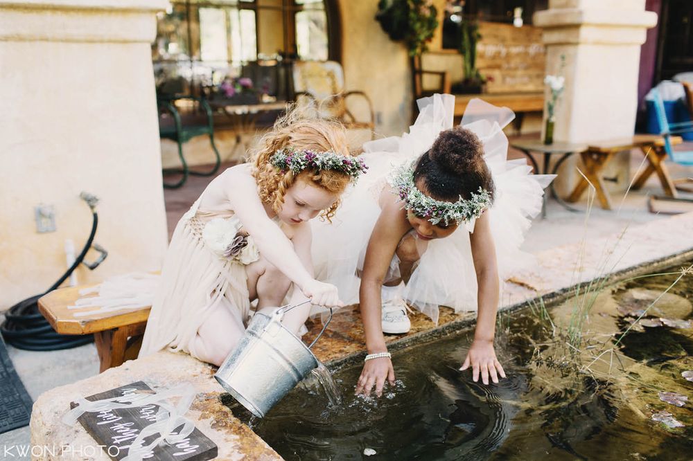 Outdoor garden wedding ceremony vows. Mountain Mermaid Topanga wedding by KWON PHOTO
