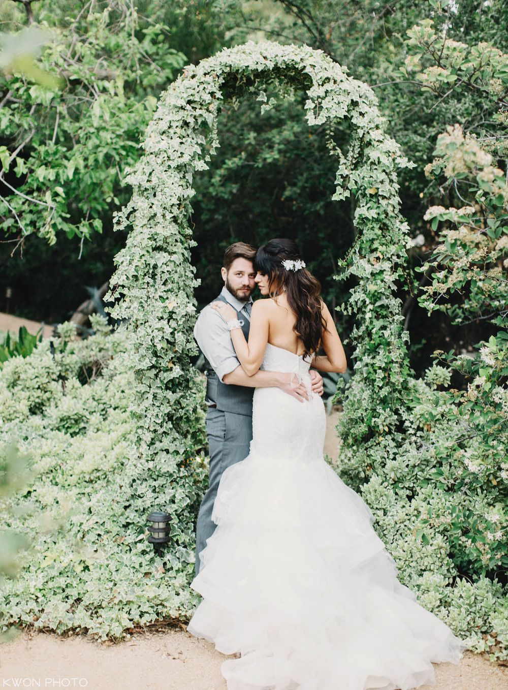 Outdoor garden wedding ceremony vows. Mountain Mermaid Topanga wedding by KWON PHOTO