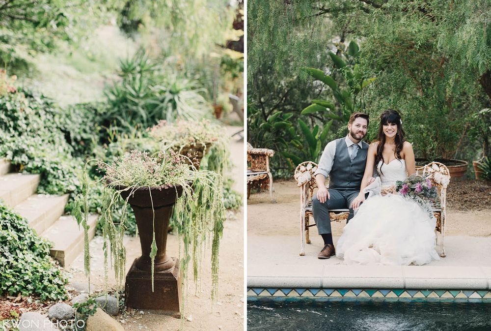 Outdoor garden wedding ceremony vows. Mountain Mermaid Topanga wedding by KWON PHOTO