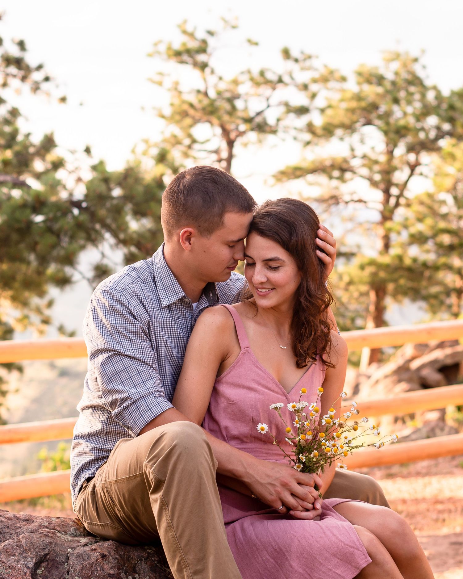 engaged couple for a mountain top session