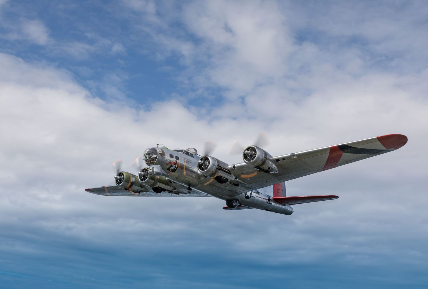 Air to Air Photograph of a B-17 Bomber in Flight over Charlotte NC