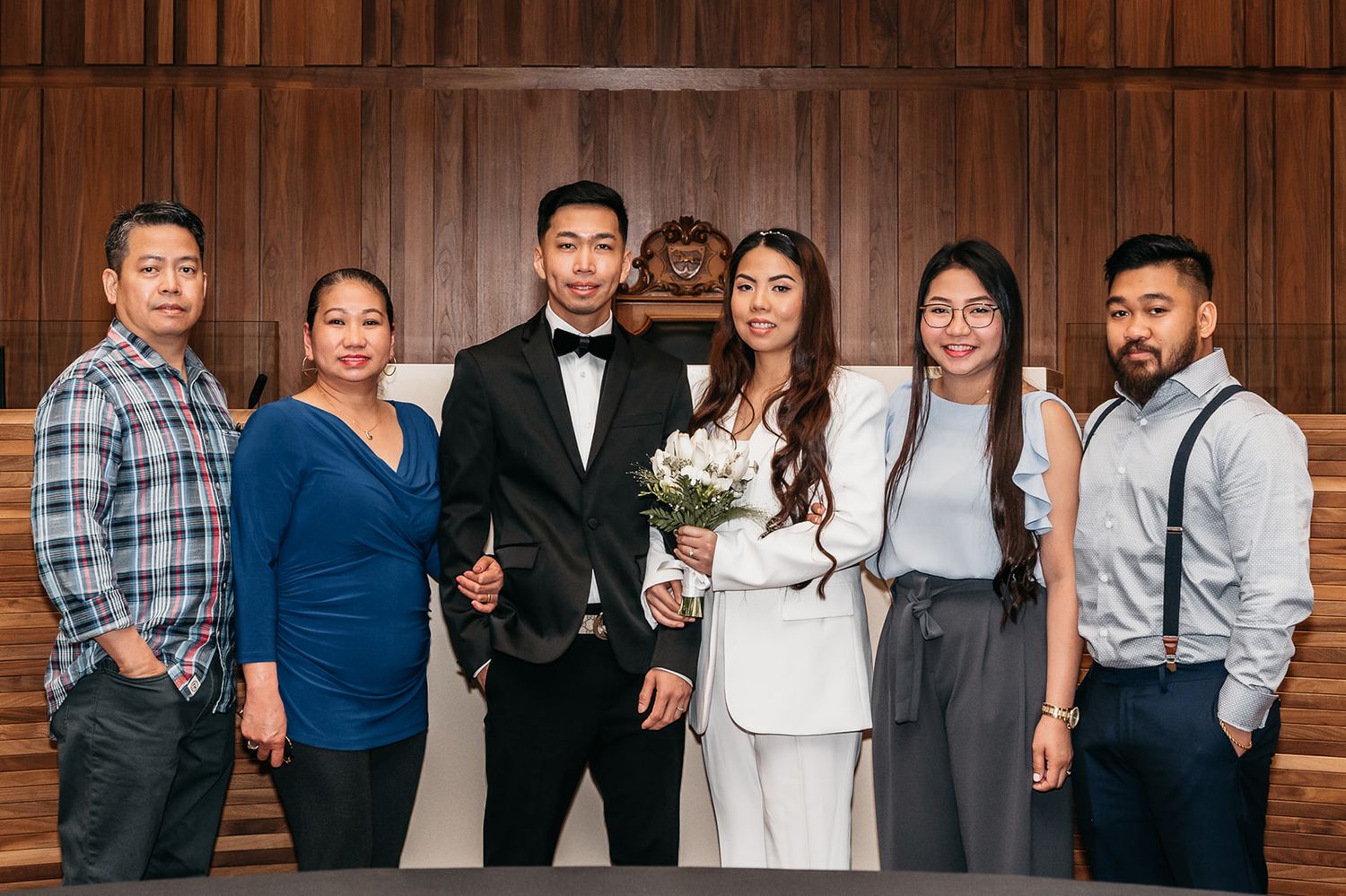 Groom and Bride with family members