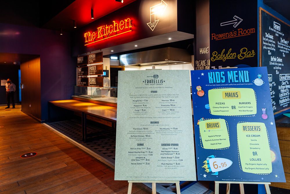 Cinema food menu