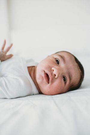Close-up of a newborn baby’s face in Sydney & Northern Beaches, capturing delicate features and precious, fleeting moments.