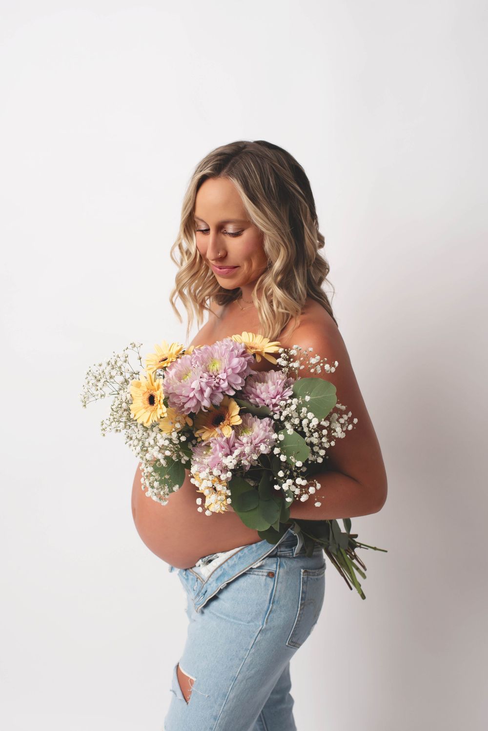 beautiful lifestyle studio floral peek a boo belly