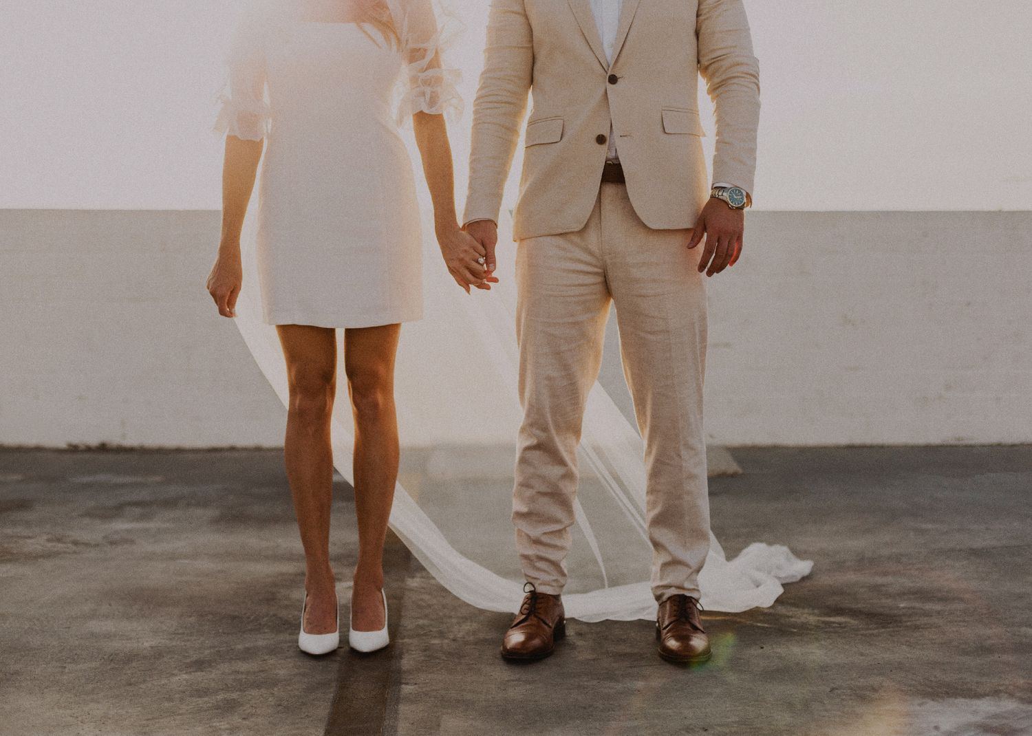 35mm film photo of fun bridal themed engagement shoot