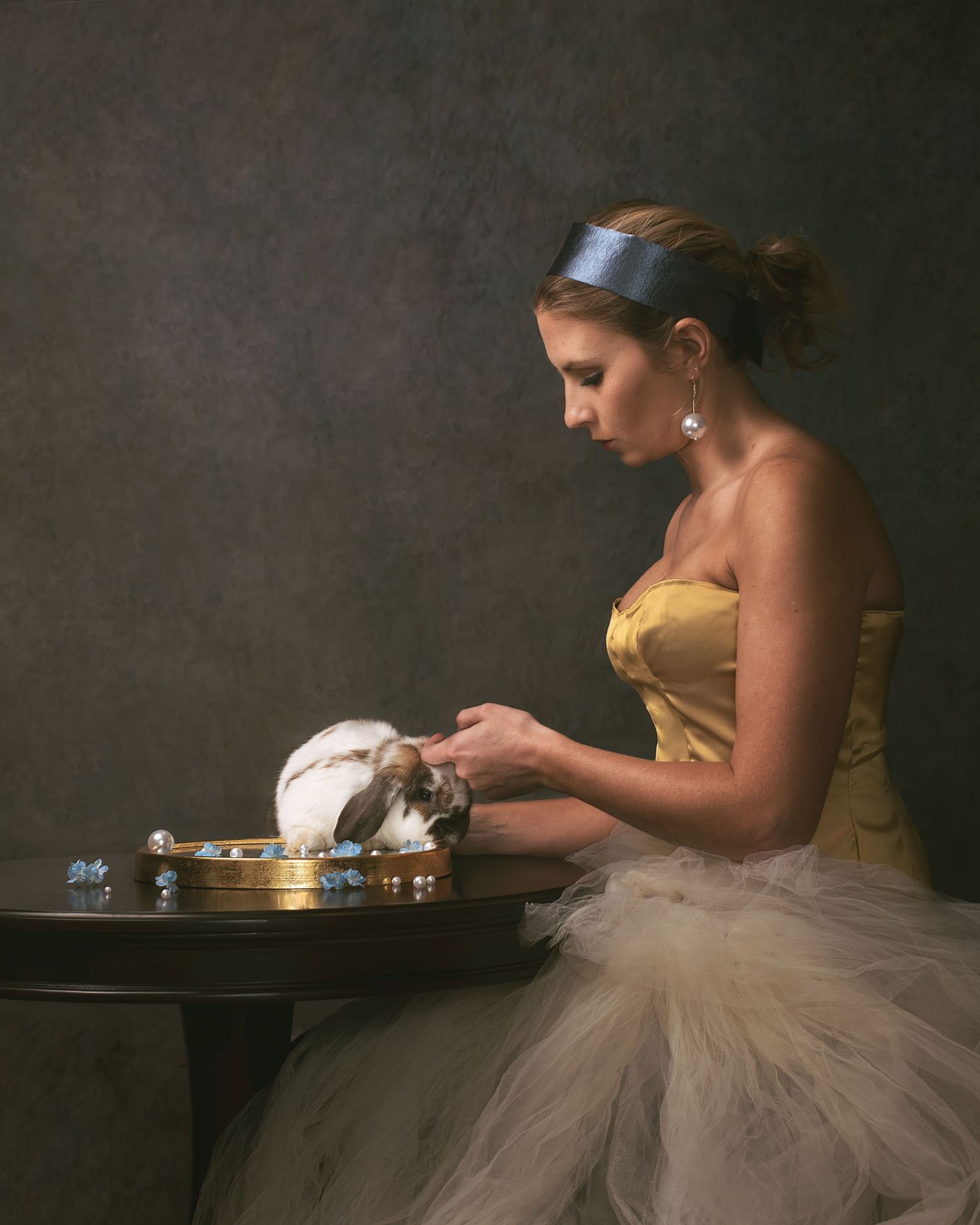 woman with rabbit