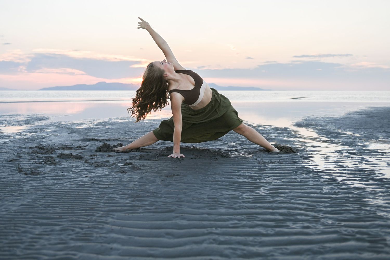 Dancer at the Great Saltair at sunset