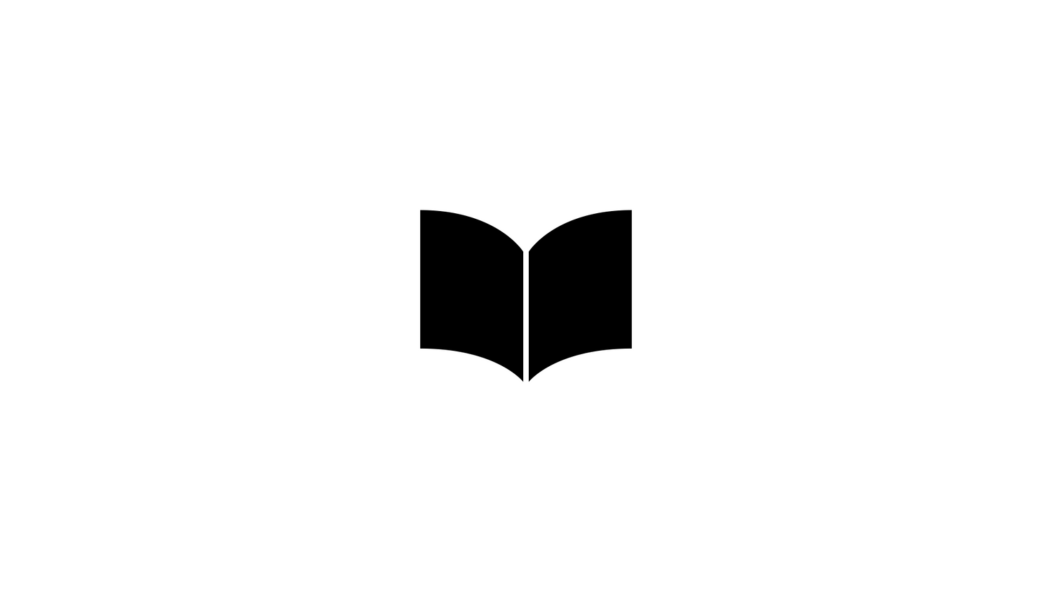 Open book icon with black silhouette design.