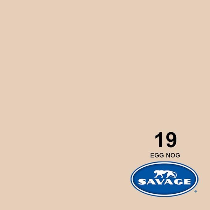 Product label for Savage brand photography backdrop paper in egg nog color number 19.